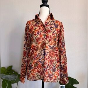 Ralph Lauren Red and Orange Floral Blouse